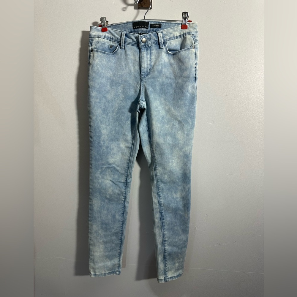 Attention Women’s 4 Super Skinny Light Wash Blue Acid Wash Look Jeans | SKU 0701